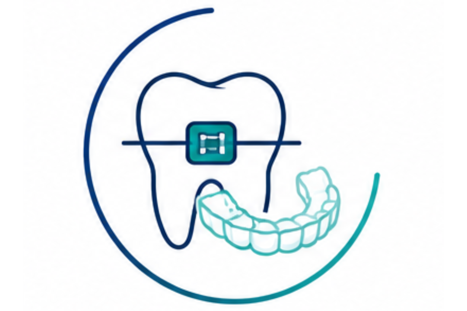 Dentist showing Invisalign clear aligners to patient in modern dental office