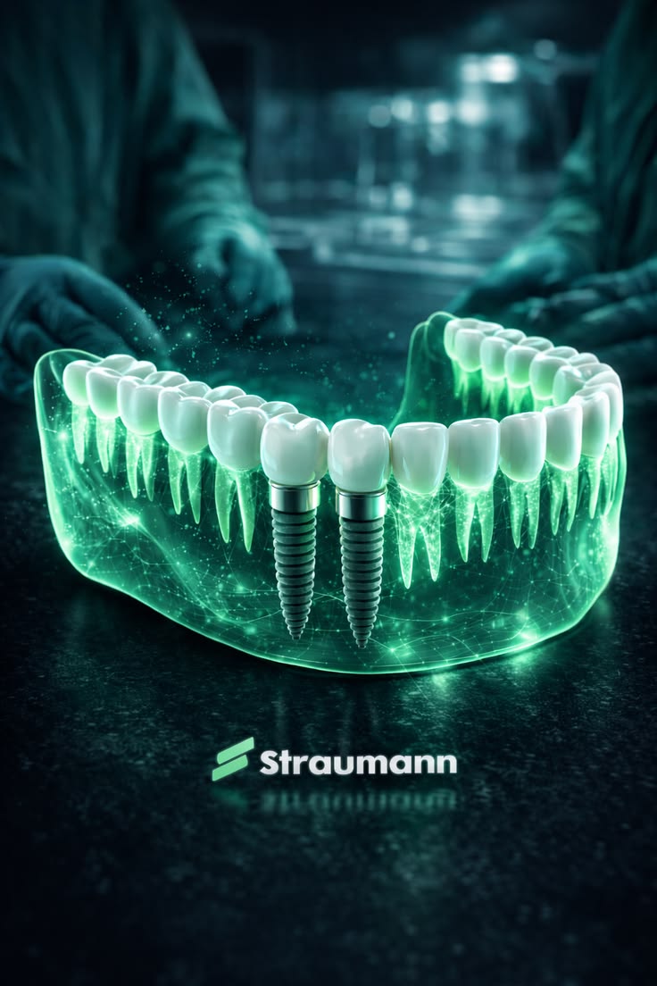 Straumann dental implants supporting replacement teeth